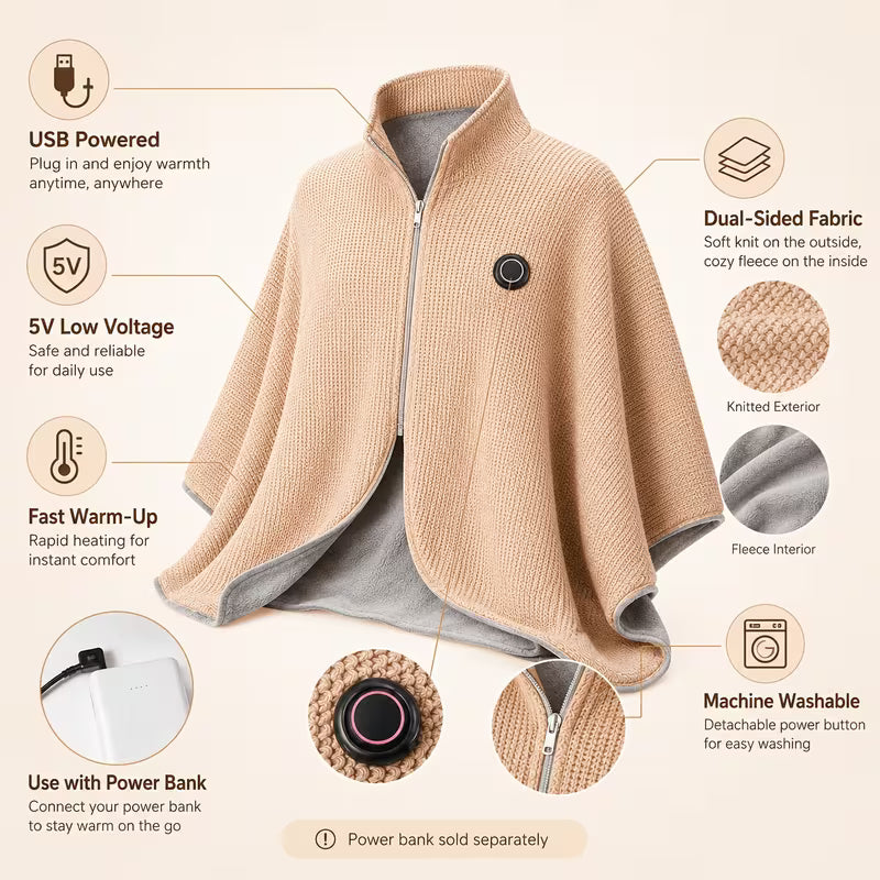 🖤Black Friday Sale 50% OFF!!❄️ Stay Warm All Winter — Portable Electric Heated Blanket Shawl
