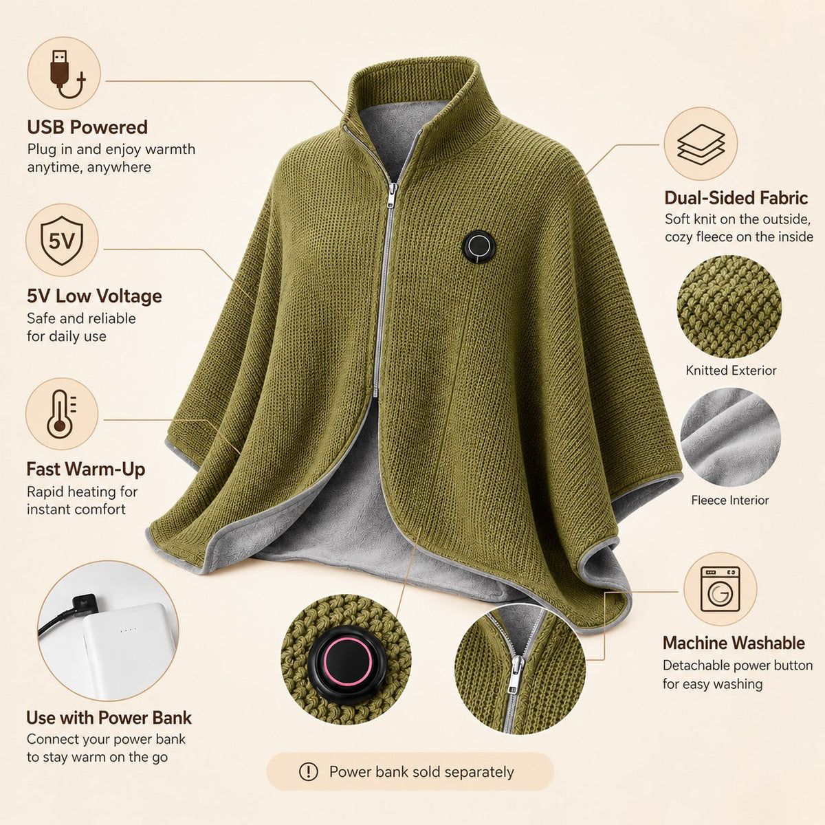 🖤Black Friday Sale 50% OFF!!❄️ Stay Warm All Winter — Portable Electric Heated Blanket Shawl