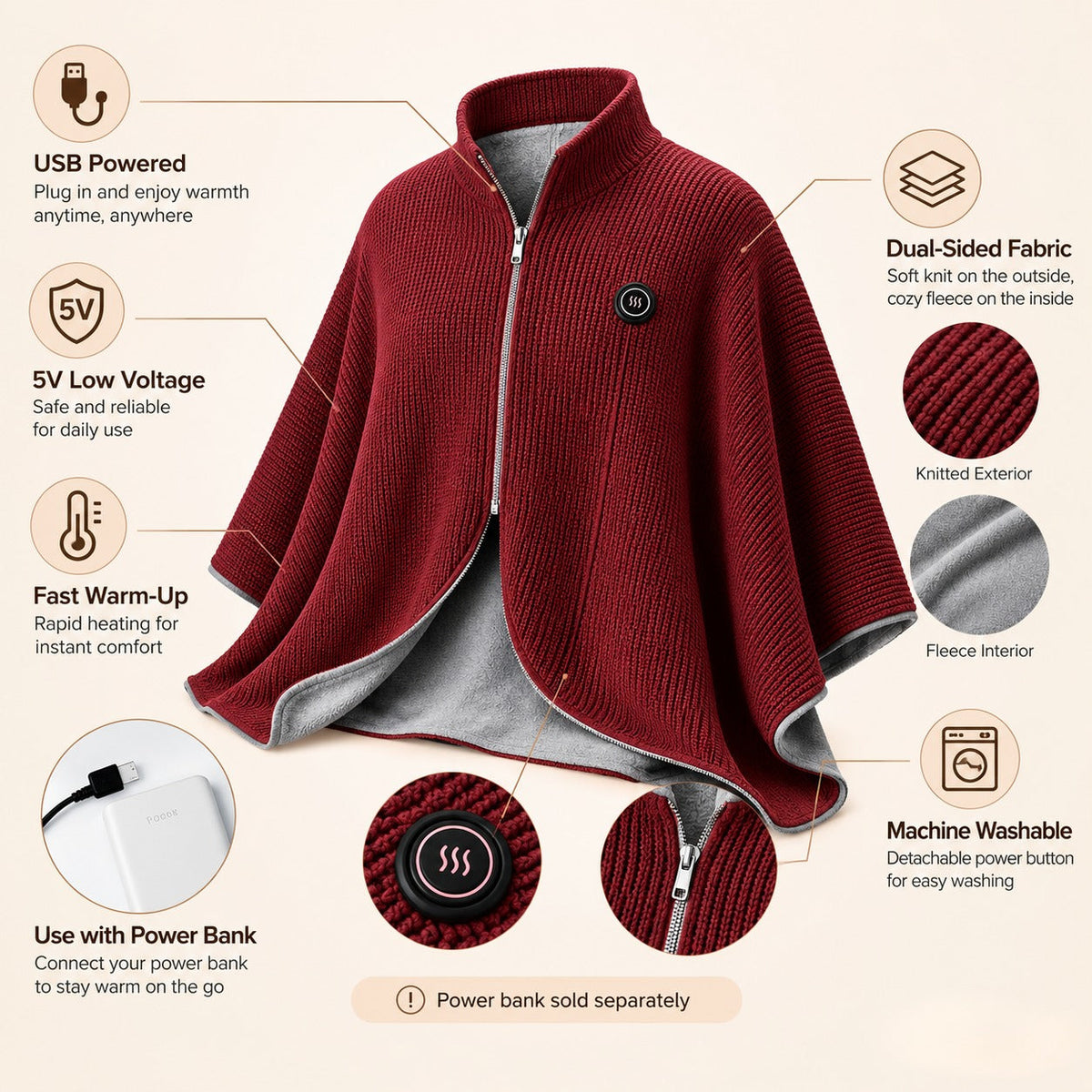 🖤Black Friday Sale 50% OFF!!❄️ Stay Warm All Winter — Portable Electric Heated Blanket Shawl