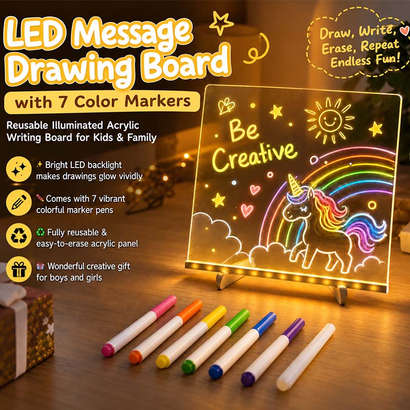 🔥✨ LED Note Board 🎨Includes 7 colour pens, bright display & reusable – Perfect for messages, reminders & creative fun 🖍️
