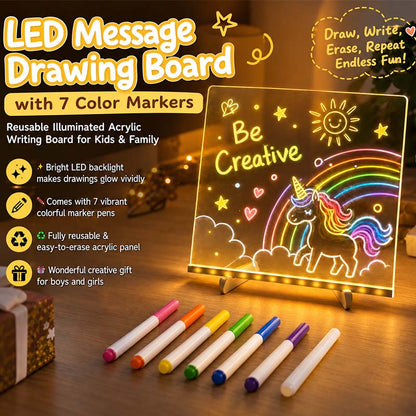 🔥✨ LED Note Board 🎨Includes 7 colour pens, bright display & reusable – Perfect for messages, reminders & creative fun 🖍️