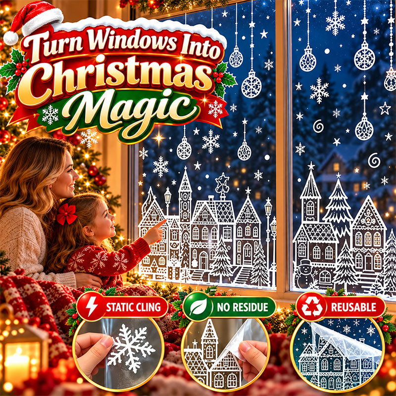 🎁🎄 Christmas Village Window Sticker Set (la)