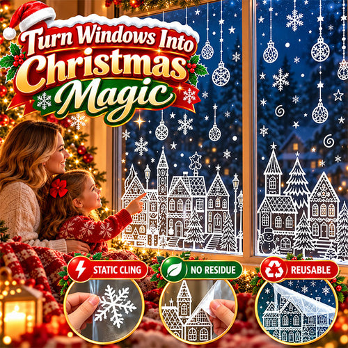 🎁🎄 Christmas Village Window Sticker Set (la)