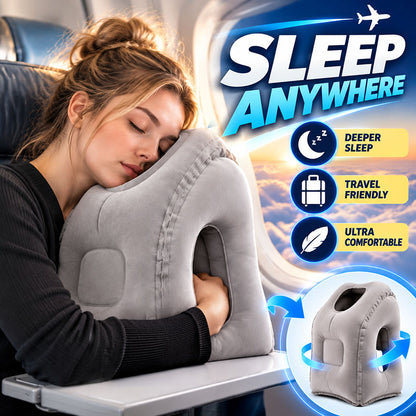 😴 LIMITED-TIME 50% OFF! ✈️ Inflatable Ergonomic Hollow-Cutout Travel Pillow – PVC Flocking, Quick Inflate, With Storage Bag ✨