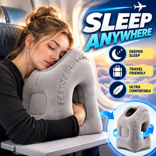 😴 LIMITED-TIME 50% OFF! ✈️ Inflatable Ergonomic Hollow-Cutout Travel Pillow – PVC Flocking, Quick Inflate, With Storage Bag ✨