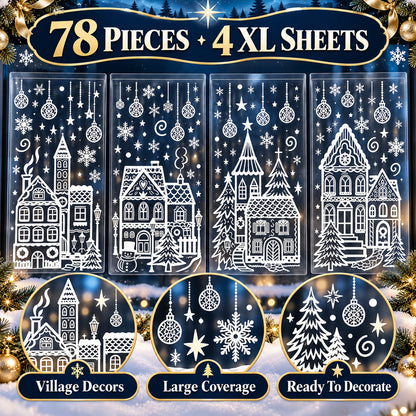 🎁🎄 Christmas Village Window Sticker Set (la)