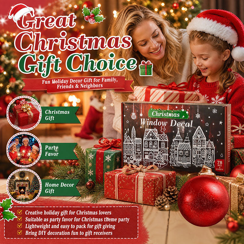 🎁🎄 Christmas Village Window Sticker Set (la)
