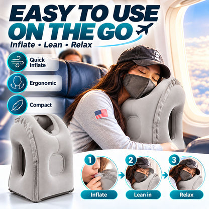 😴 LIMITED-TIME 50% OFF! ✈️ Inflatable Ergonomic Hollow-Cutout Travel Pillow – PVC Flocking, Quick Inflate, With Storage Bag ✨