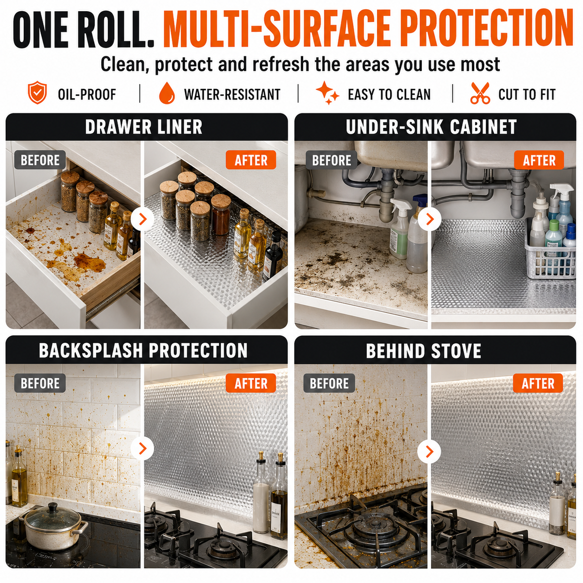 🛡️68% OFF! 🍳 Kitchen Oil-Proof Stickers – Removable Self-Adhesive Cabinet 🌟(offer)