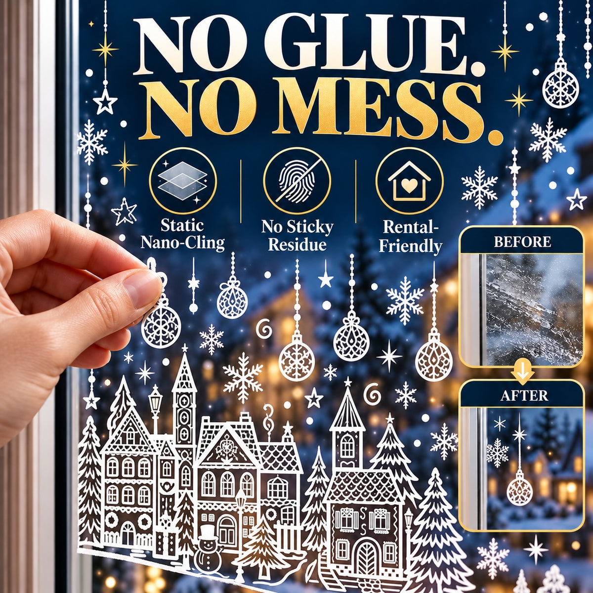 🎁🎄 Christmas Village Window Sticker Set (la)