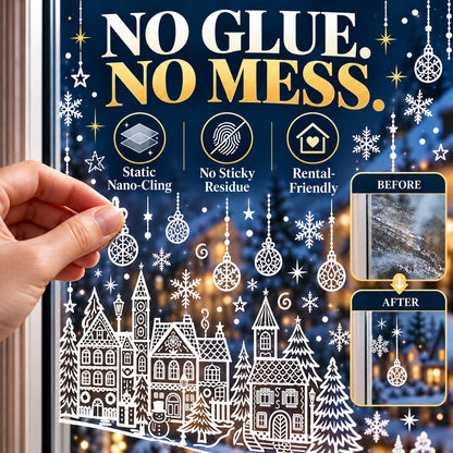 🎁🎄 Christmas Village Window Sticker Set (la)