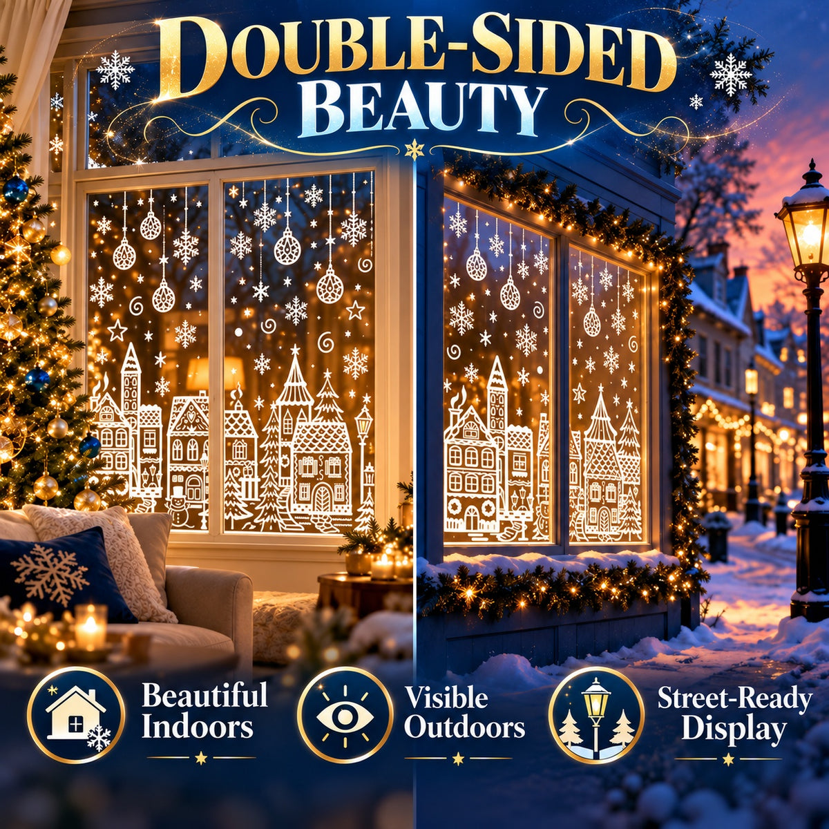 🎁🎄 Christmas Village Window Sticker Set (la)