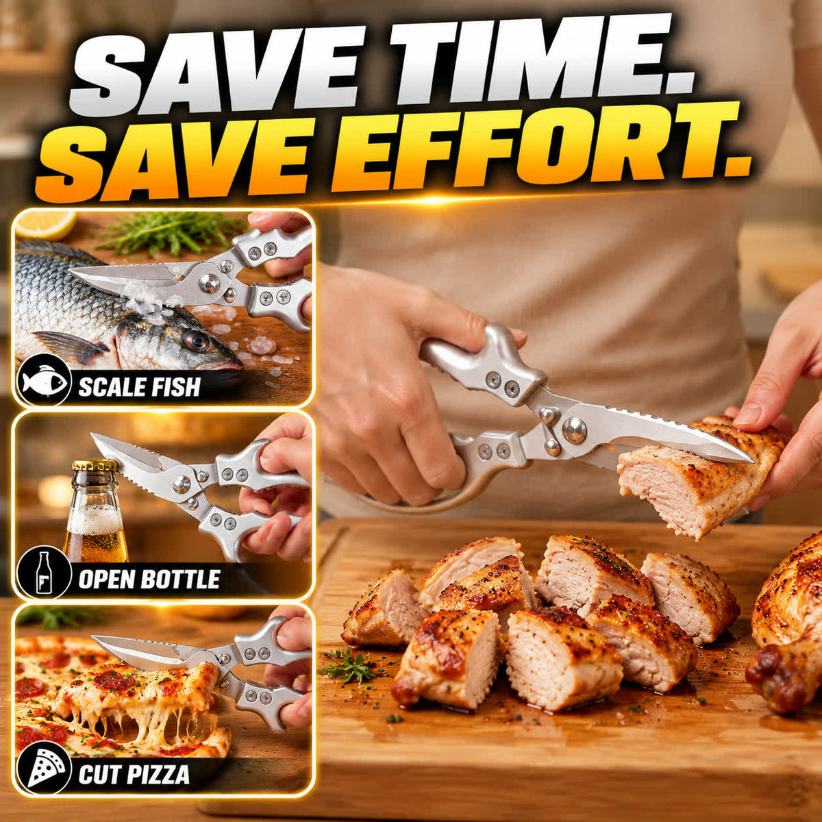 ✂️🍗 Heavy-Duty Multi-functional Kitchen Shears – Cuts Like a Beast! 🔪💪