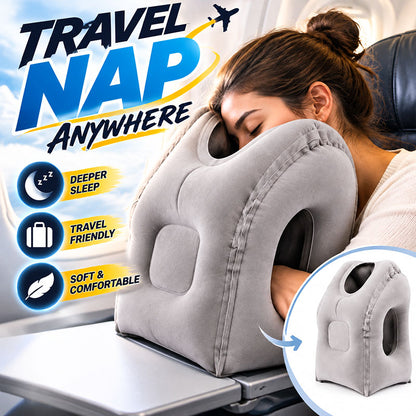 😴 LIMITED-TIME 50% OFF! ✈️ Inflatable Ergonomic Hollow-Cutout Travel Pillow – PVC Flocking, Quick Inflate, With Storage Bag ✨