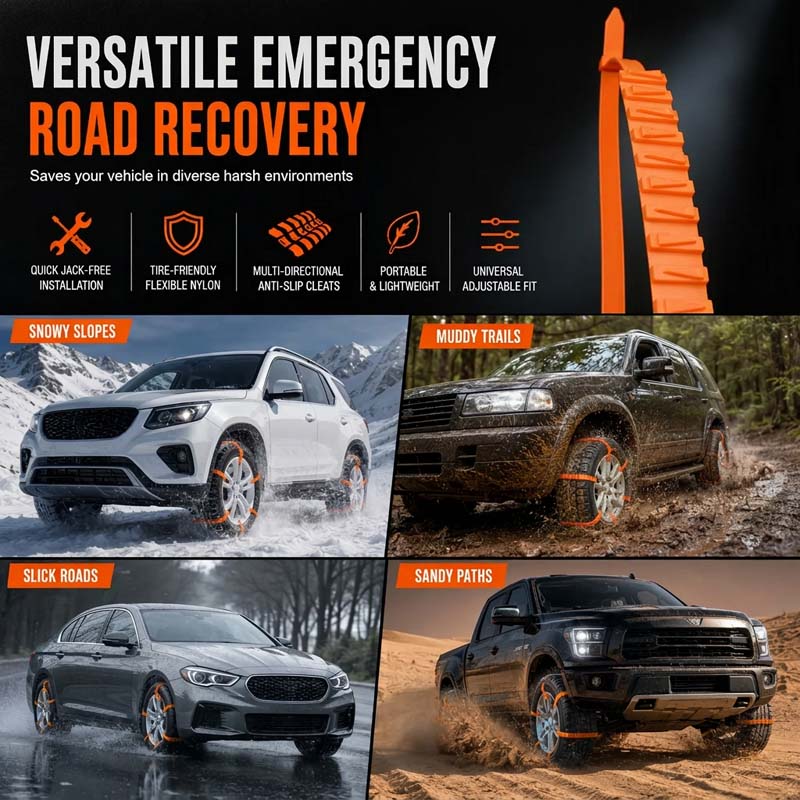 Universal Car Snow Chains Thickened Anti-Slip Tire Cable Ties for SUVs Sedans and Winter Driving