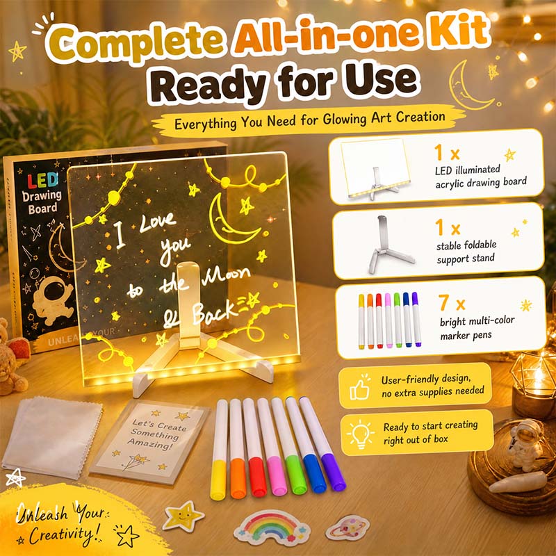🔥✨ LED Note Board 🎨Includes 7 colour pens, bright display & reusable – Perfect for messages, reminders & creative fun 🖍️