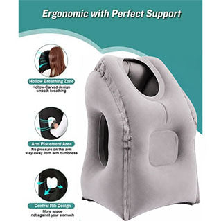 😴 LIMITED-TIME 50% OFF! ✈️ Inflatable Ergonomic Hollow-Cutout Travel Pillow – PVC Flocking, Quick Inflate, With Storage Bag ✨