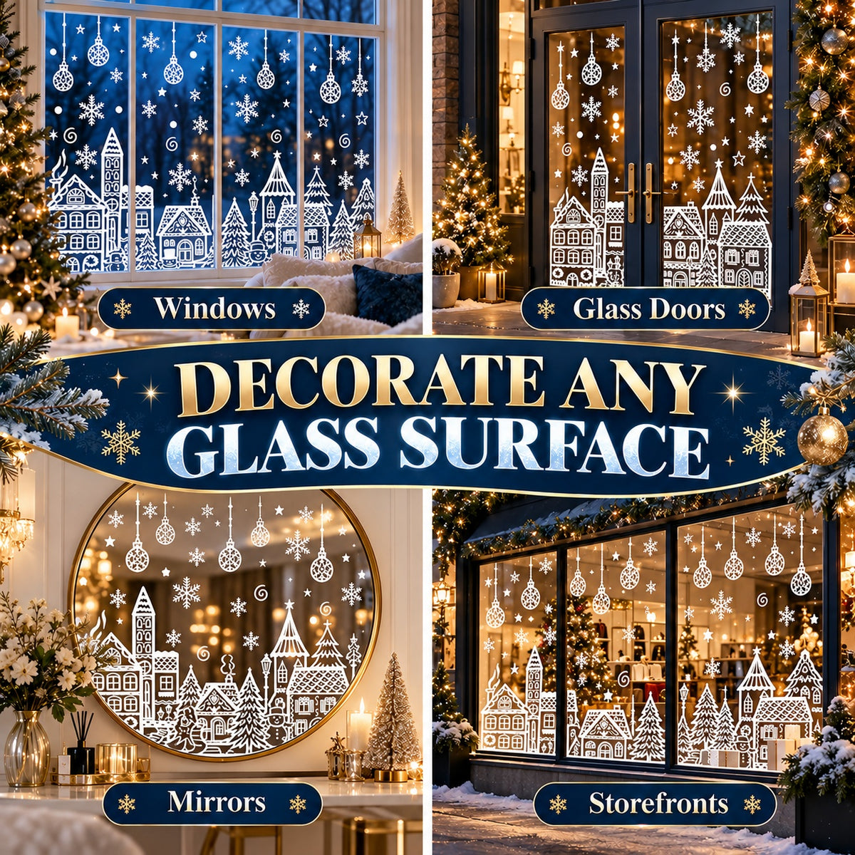 🎁🎄 Christmas Village Window Sticker Set (la)