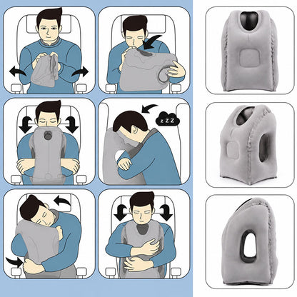 😴 LIMITED-TIME 50% OFF! ✈️ Inflatable Ergonomic Hollow-Cutout Travel Pillow – PVC Flocking, Quick Inflate, With Storage Bag ✨