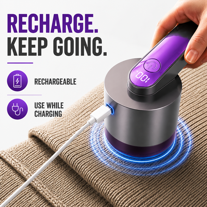 Rechargeable 6-Blade Fabric Shaver & Lint Remover for Cashmere, Wool & Sweaters (la)
