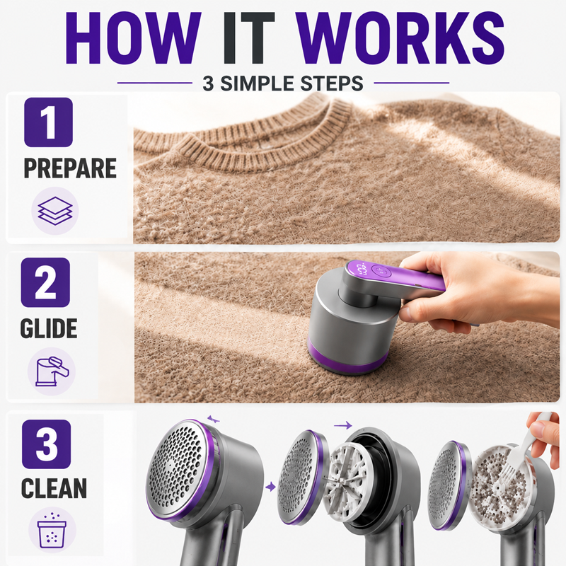 Rechargeable 6-Blade Fabric Shaver & Lint Remover for Cashmere, Wool & Sweaters (la)