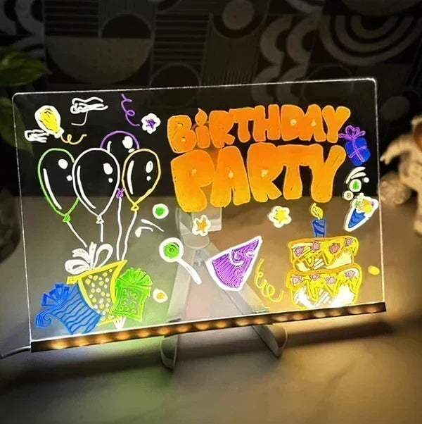 🔥✨ LED Note Board 🎨Includes 7 colour pens, bright display & reusable – Perfect for messages, reminders & creative fun 🖍️