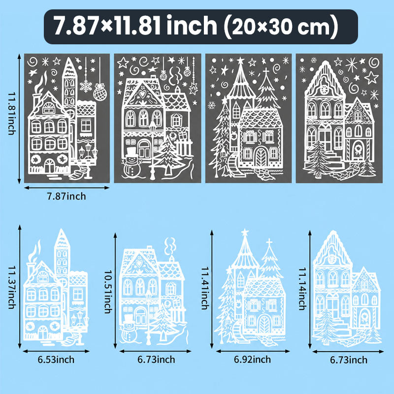🎁🎄 Christmas Village Window Sticker Set (la)