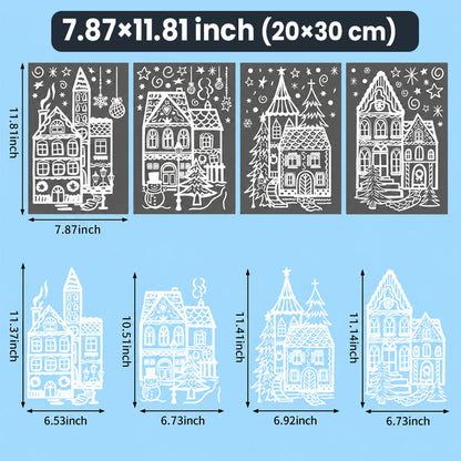🎁🎄 Christmas Village Window Sticker Set (la)