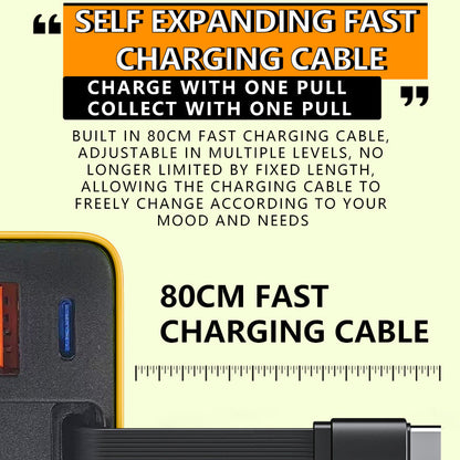 🔥3 in 1 GaN Charger,Scalable 80W MAX fast charger module with Type-C cable and 1 USB ports